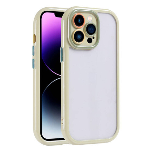 iPhone 14 Pro Max Kılıf Kamera Korumalı Renkli Kenar ve Çerçeve Tasarımlı Vitamin Kılıf - Yeşil