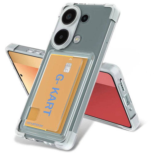 Xiaomi Redmi Note 13 Pro 5G Kılıf Airbag Tasarımlı Şeffaf Kartlıklı G-Kart Kılıf - Şeffaf