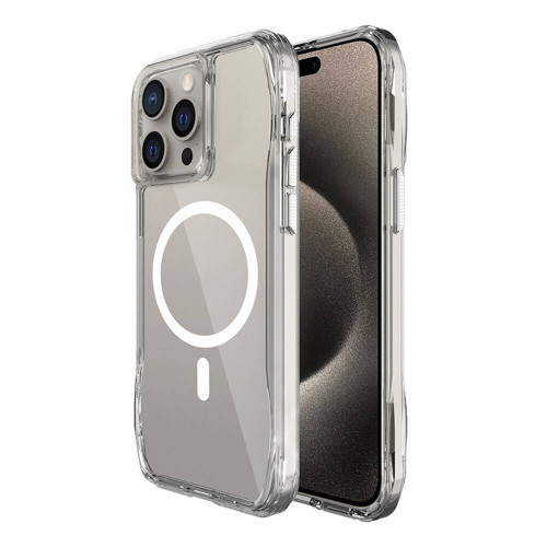 iPhone 15 Pro Max Kılıf M-safe Şarj Özellikli Airbagli Şeffaf İncek Kılıf - Şeffaf