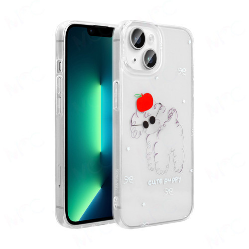 iPhone 14 Kılıf Şeffaf Figürlü Folk Sert Kılıf - Sevimli Köpek