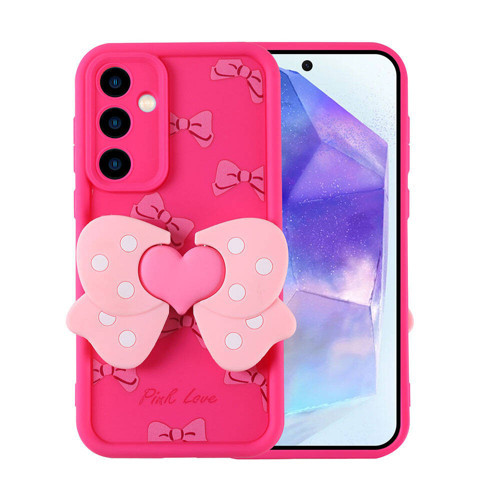 Galaxy A35 Kılıf Kamera Korumalı Figür Tasarımlı Kapya Kılıf - Pembe Koyu