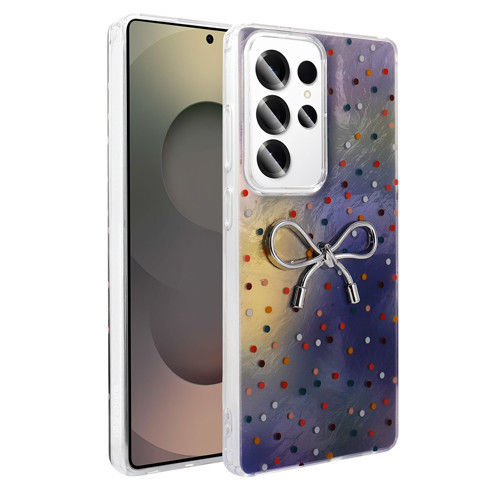 Galaxy S23 Ultra Kılıf Kamera Korumalı Figürlü Ponti Silikon Kılıf - Lila