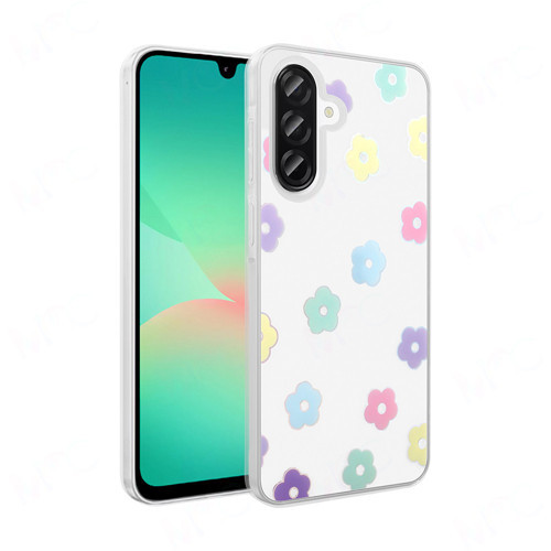 Galaxy A56 Kılıf Şeffaf Figürlü Folk Sert Kılıf - Papatya