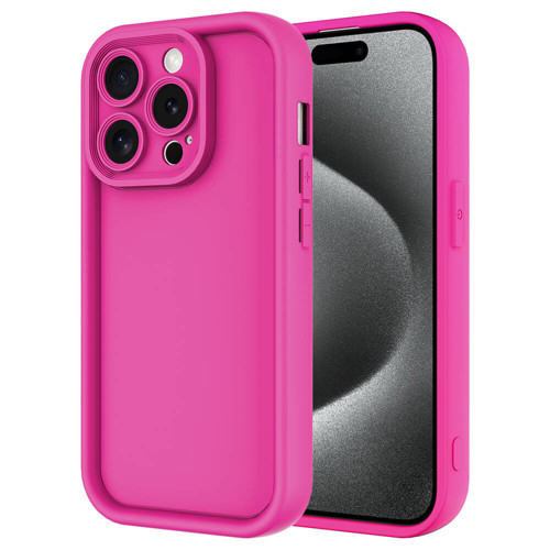 iPhone 15 Pro Kılıf Kamera Korumalı Ananas Kılıf - Pembe Koyu