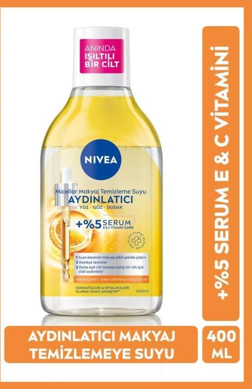 Aydınlatıcı Micellar Makyaj Temizleme Suyu 400ml, Serum İçerikli, Donuk ve Hassas Cilt Tipleri