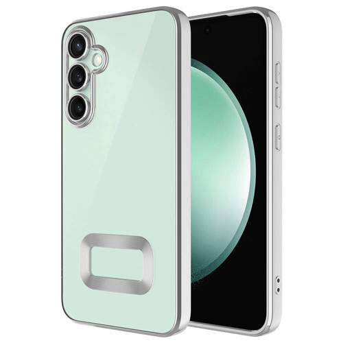 Galaxy S24 Kılıf Kamera Korumalı Logo Gösteren Omega Kılıf - Gümüş