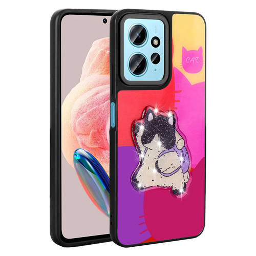 Xiaomi Redmi Note 12 4G Kılıf Parlayan Kabartmalı İkonik Figürlü Amas Silikon Kılıf - Mor