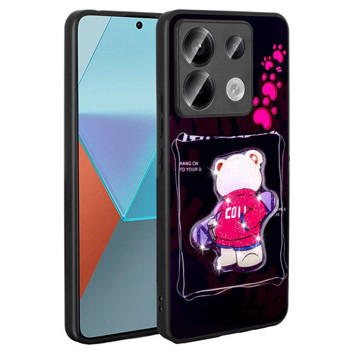 Xiaomi Redmi Note 13 Pro 5G Kılıf Parlayan Kabartmalı İkonik Figürlü Amas Silikon Kılıf - Siyah