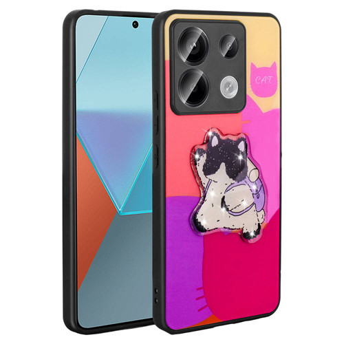 Xiaomi Redmi Note 13 Pro 5G Kılıf Parlayan Kabartmalı İkonik Figürlü Amas Silikon Kılıf - Mor