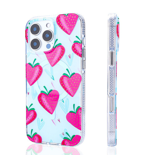 iPhone 14 Pro Max Kılıf M-safe Şarj Özellikli Stilo Kılıf - Pembe-Mavi