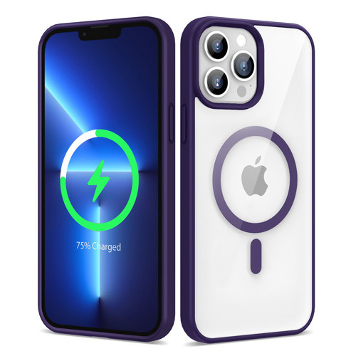 iPhone 13 Pro Kılıf M-safe Wireless Şarj Özellikli Silikon Ege Kılıf - Derin Mor