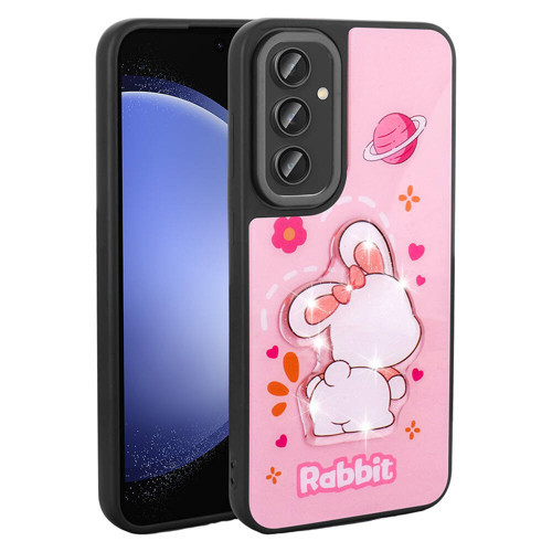Galaxy A14 5G Kılıf Parlayan Kabartmalı İkonik Figürlü Amas Silikon Kılıf - Pembe