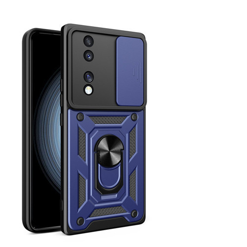Honor 70 Kılıf Magnetik Standlı Kamera Korumalı Sürgülü Vega Kılıf - Mavi