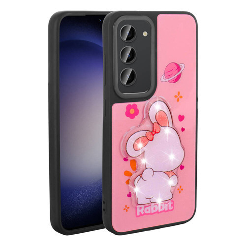Galaxy S23 Kılıf Parlayan Kabartmalı İkonik Figürlü Amas Silikon Kılıf - Pembe