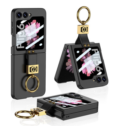 Galaxy Z Flip 6 Kılıf Z Harfli Yüzüklü Kıpta Kılıf - Siyah