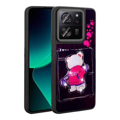 Xiaomi Mi 13T Kılıf Parlayan Kabartmalı İkonik Figürlü Amas Silikon Kılıf - Siyah