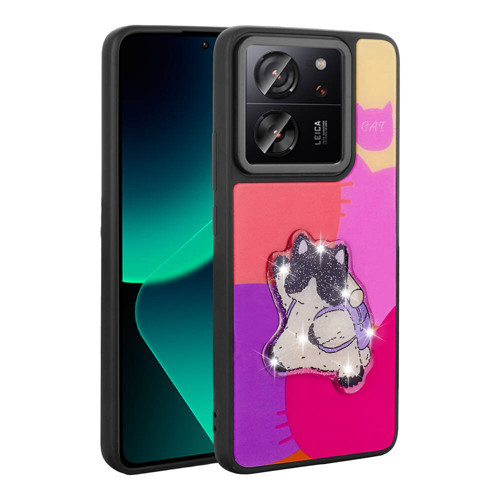 Xiaomi Mi 13T Kılıf Parlayan Kabartmalı İkonik Figürlü Amas Silikon Kılıf - Mor