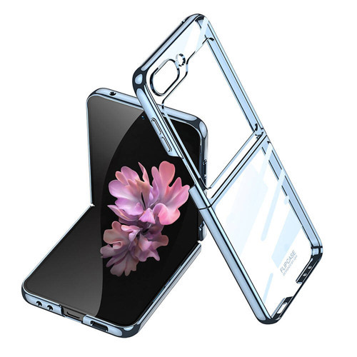 Galaxy Z Flip 6 Kılıf Full Camlı Kıpta Kılıf - Mavi