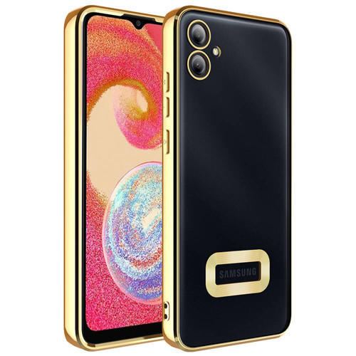Galaxy A05 Kılıf Kamera Korumalı Logo Gösteren Omega Kılıf - Gold