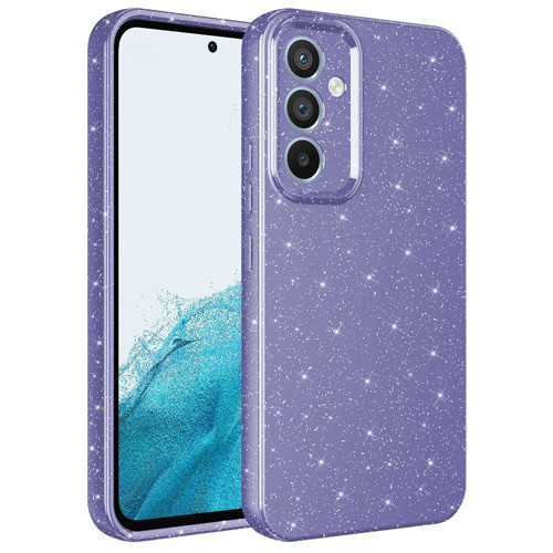 Galaxy A54 Kılıf Kamera Korumalı Simli Lüks Koton Kılıf - Mor