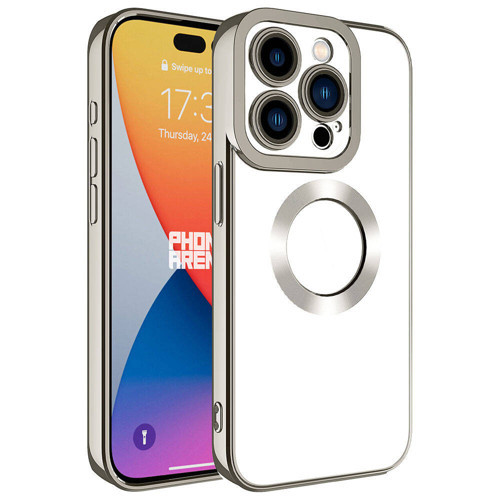 iPhone 15 Pro Max Kılıf Kamera Korumalı Logo Gösteren Omega Kılıf - Titanyum