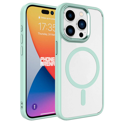 iPhone 15 Pro Max Kılıf Wireless Şarj Özellikli Krom M-safe Silikon Kılıf - Yeşil