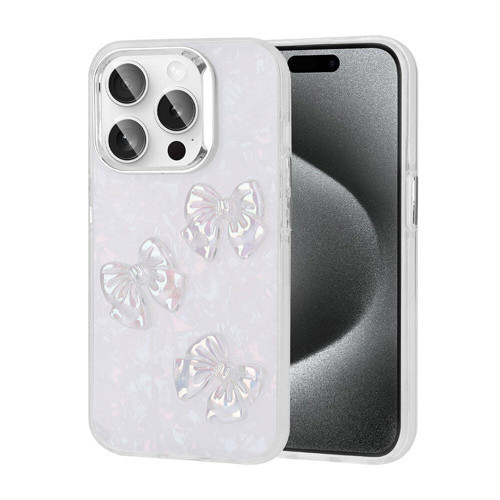 iPhone 15 Pro Max Kılıf Kabartma Figürlü Parlak Eralli Silikon Kılıf - Kelebek