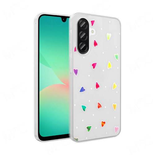 Galaxy A56 Kılıf Şeffaf Figürlü Folk Sert Kılıf - Kalp