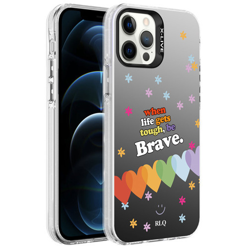 iPhone 12 Pro Max Kılıf Desenli Silver Sert Kılıf - Kalp