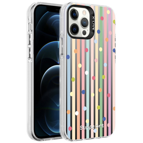iPhone 12 Pro Kılıf Desenli Silver Sert Kılıf - Noktalar