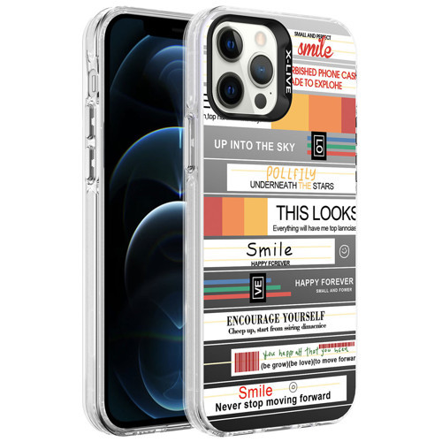 iPhone 12 Pro Kılıf Desenli Silver Sert Kılıf - Mottolar