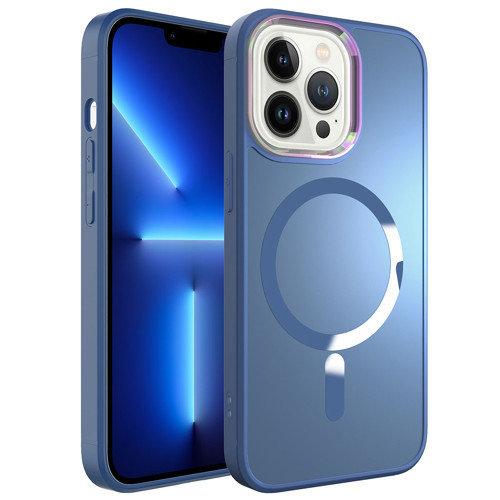 iPhone 13 Pro Kılıf M-safe Wireless Şarj Özellikli Stil Kılıf - Sierra Mavi