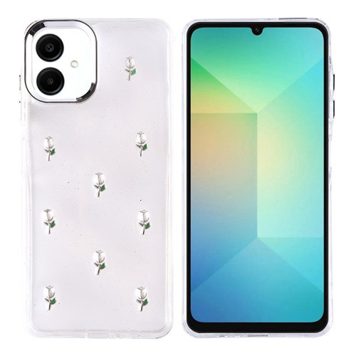 Galaxy A06 Kılıf Airbag Tasarımlı Simli Şeffaf Kutup Kılıf - Lale