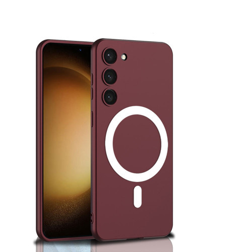 Galaxy S23 Plus Kılıf Wireless Şarj Özellikli Kıpta M-safe Silikon Kılıf - Koyu Kırmızı