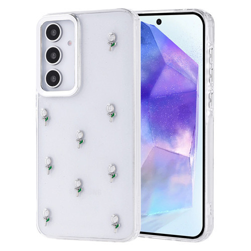Galaxy A35 Kılıf Airbag Tasarımlı Simli Şeffaf Kutup Kılıf - Lale