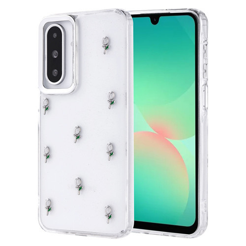 Galaxy A26 Kılıf Airbag Tasarımlı Simli Şeffaf Kutup Kılıf - Lale