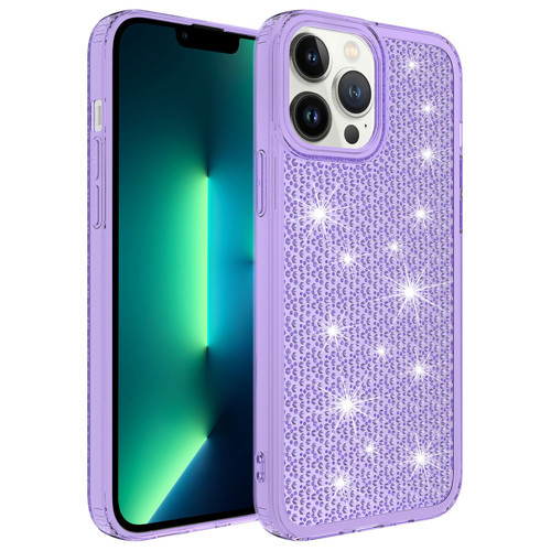 iPhone 13 Pro Kılıf Airbagli Parlak Tasarımlı Snow Kılıf - Mor