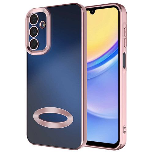 Galaxy A15 Kılıf Kamera Korumalı Logo Gösteren Omega Kılıf - Rose Gold