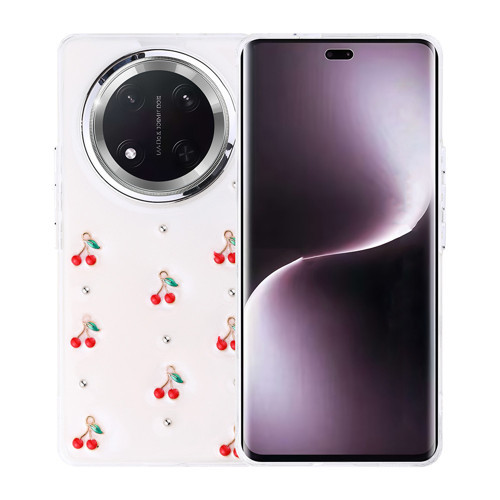 Honor Magic 7 Lite Kılıf Airbag Tasarımlı Simli Şeffaf Kutup Kılıf - Kiraz