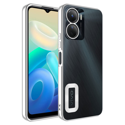 Vivo Y16 Kılıf Kamera Korumalı Logo Gösteren Omega Kılıf - Gümüş