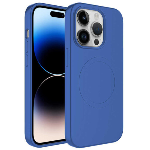 iPhone 11 Pro Max Kılıf M-safe Wireless Şarj Özellikli Pastel Renk Silikon Plas Kılıf - Mavi