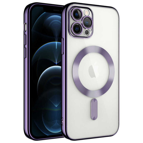iPhone 12 Pro Kılıf Kamera Korumalı M-safe Wireless Şarj Özellikli Demre Kılıf - Derin Mor