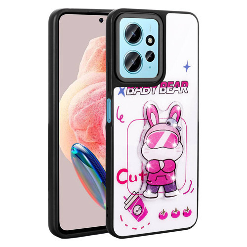 Xiaomi Redmi Note 12 4G Kılıf Parlayan Kabartmalı İkonik Figürlü Amas Silikon Kılıf - Beyaz