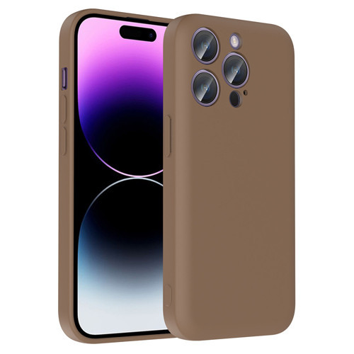 iPhone 14 Pro Max Kılıf Kamera Korumalı Kartlık Hazneli Vitra Kılıf - Kahverengi