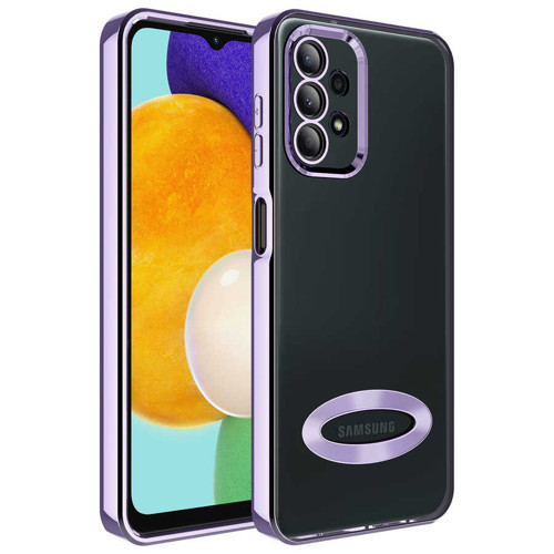 Galaxy A23 Kılıf Kamera Korumalı Logo Gösteren Omega Kılıf - Lila
