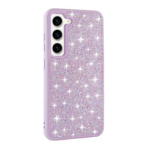Galaxy S23 Kılıf Parlak Taşlı Tasarım Pırlanta Kılıf - Lila