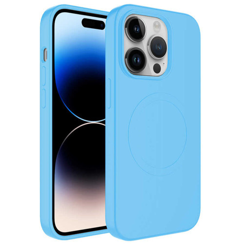 iPhone 11 Pro Max Kılıf M-safe Wireless Şarj Özellikli Pastel Renk Silikon Plas Kılıf - Mavi Açık