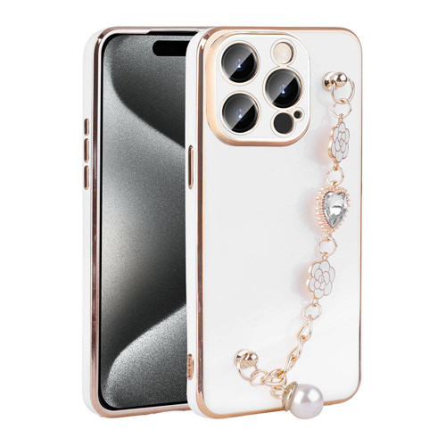 iPhone 15 Pro Max Kılıf El Tutamaçlı Kamera Korumalı Taka Silikon Kılıf - Beyaz