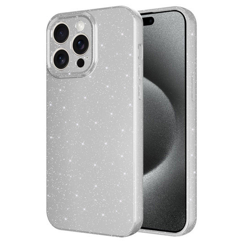 iPhone 15 Pro Kılıf Kamera Korumalı Simli Lüks Koton Kılıf - Gümüş