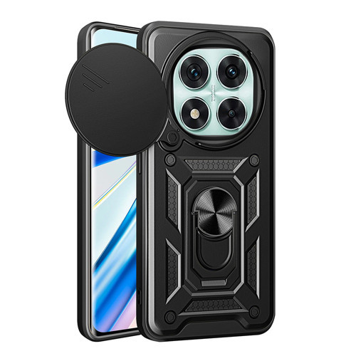 Xiaomi Poco X7 Kılıf Magnetik Standlı Kamera Korumalı Sürgülü Vega Kılıf - Siyah